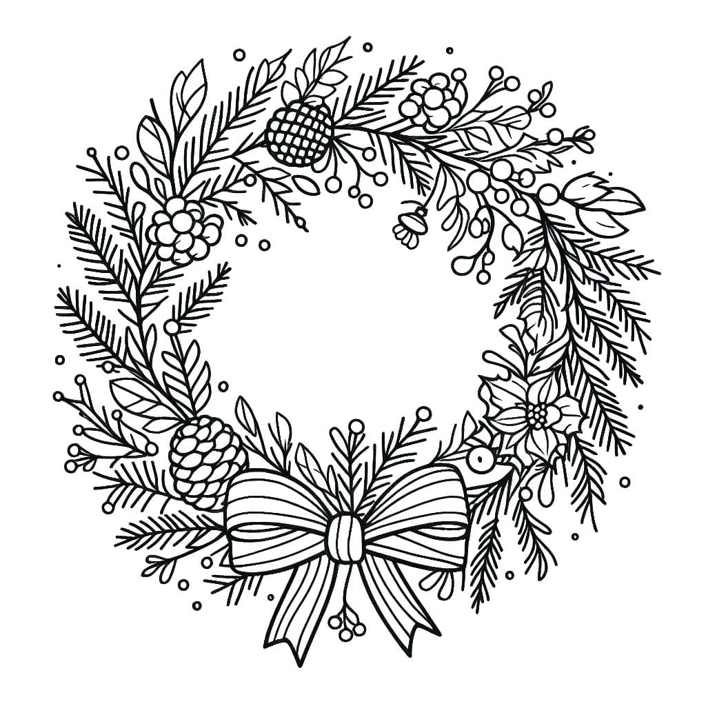 Desenhos de Desenhe Guirlandas de Natal simples em crianças para colorir