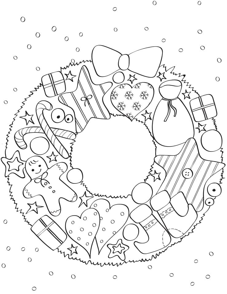 Desenhos de Desenhe Guirlandas de Natal simples grátis para colorir