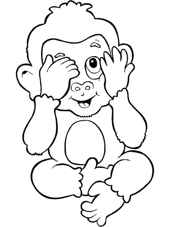 Desenhos de Desenhe Macaco feliz para colorir