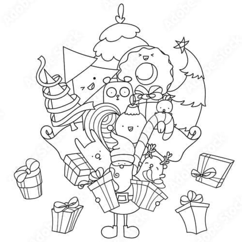 Desenhos de Desenhe Natal Kawaii em crianças para colorir
