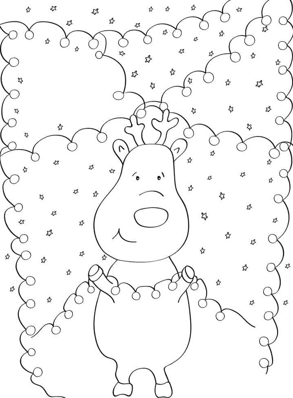 Desenhos de Desenhe Natal Kawaii imprimível para crianças para colorir