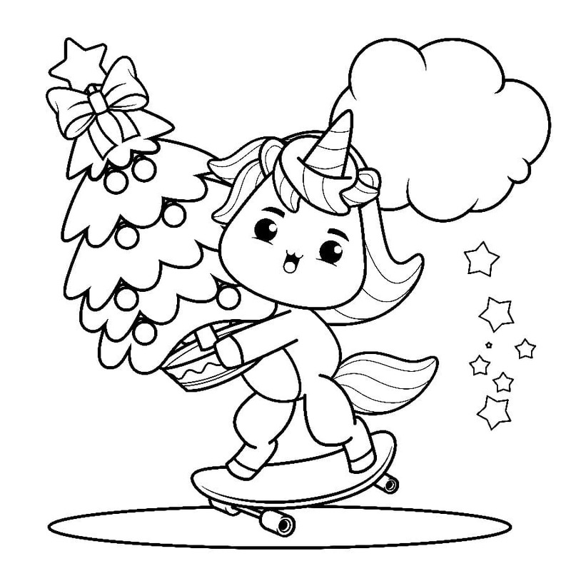 Desenhos de Desenhe Natal Kawaii simples para colorir