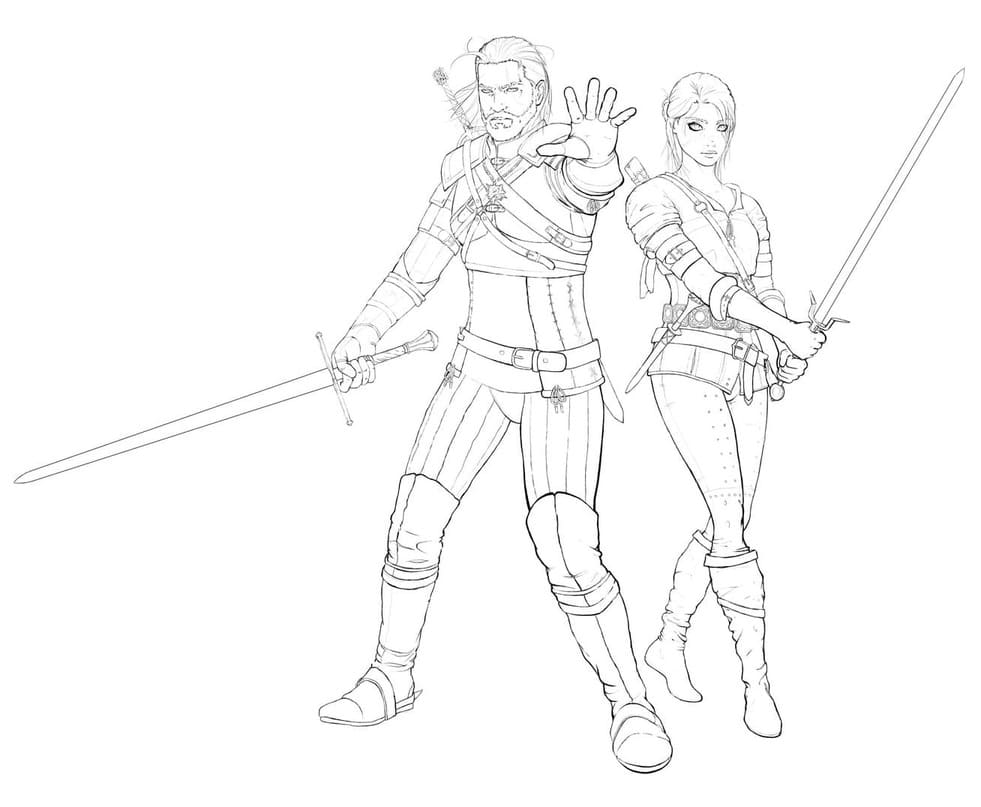 Desenhos de Desenhe The Witcher esboço para colorir