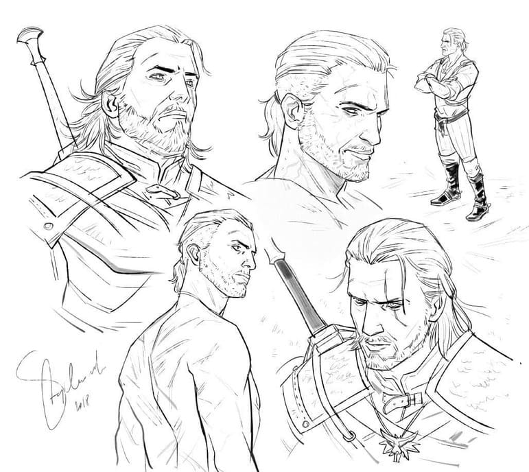 Desenhos de Desenhe The Witcher grátis para crianças para colorir