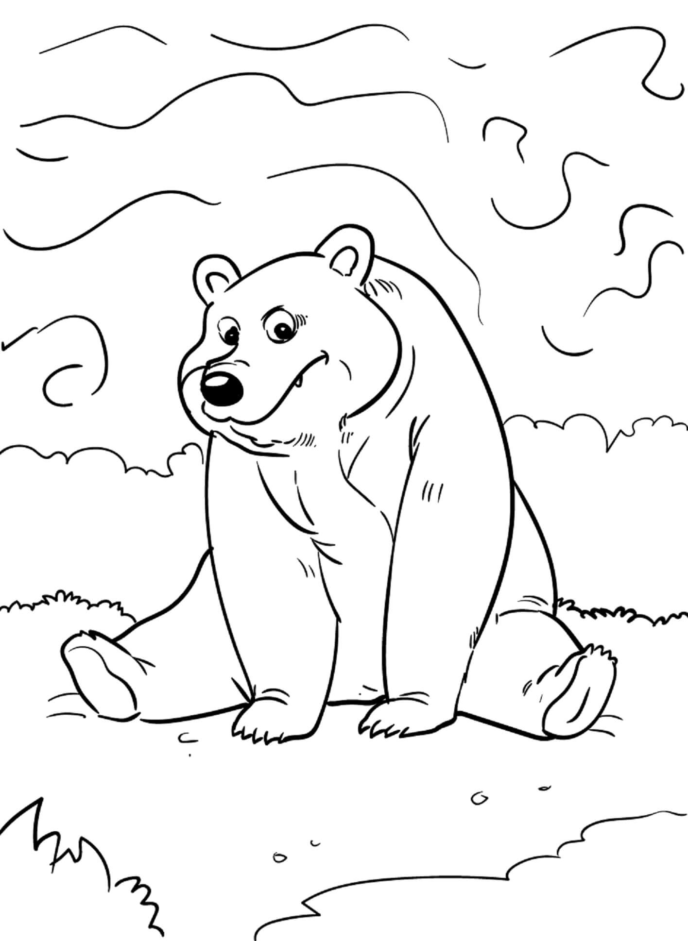 Desenhe Urso simples para colorir