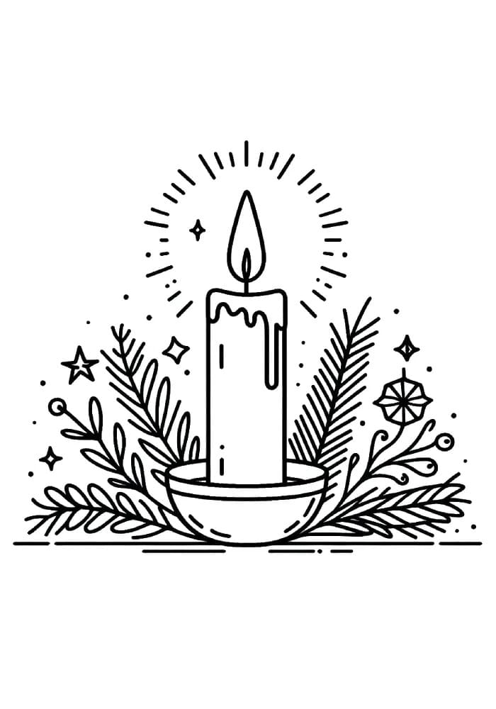 Desenhos de Desenhe Velas de Natal básico para colorir