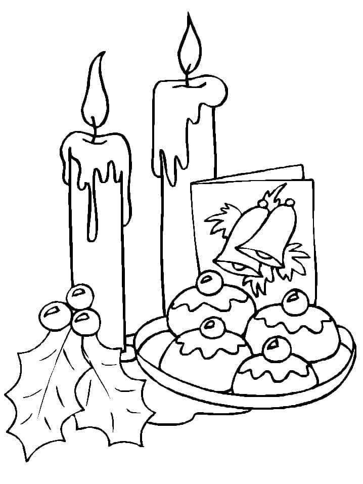 Desenhos de Desenhe Velas de Natal fácil em crianças para colorir