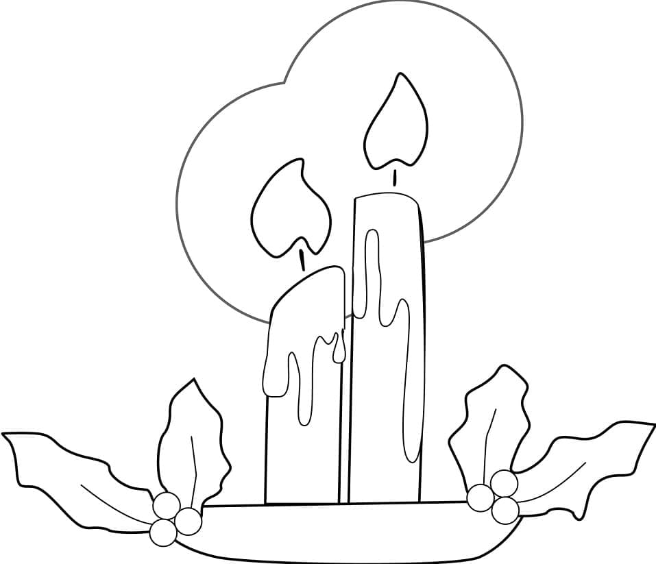 Desenhos de Desenhe Velas de Natal imprimível para crianças para colorir