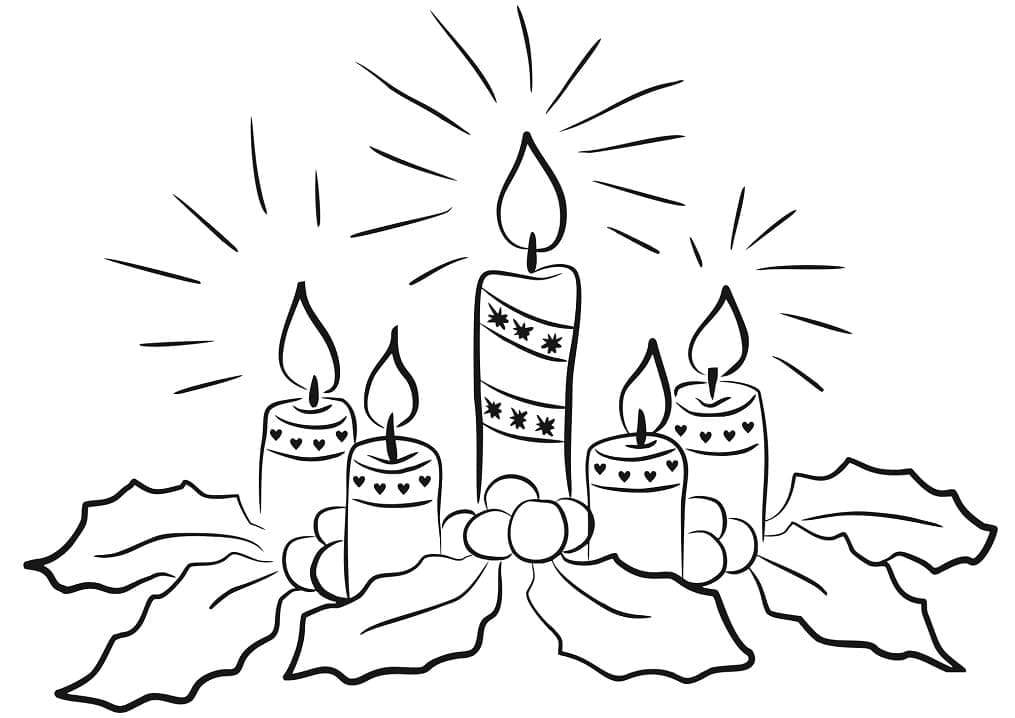 Desenhos de Desenhe Velas de Natal simples em crianças para colorir