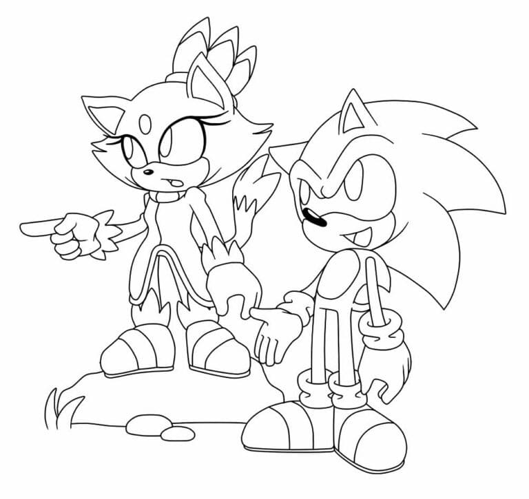 Desenhos de Desenho Blaze the Cat e Sonic para colorir