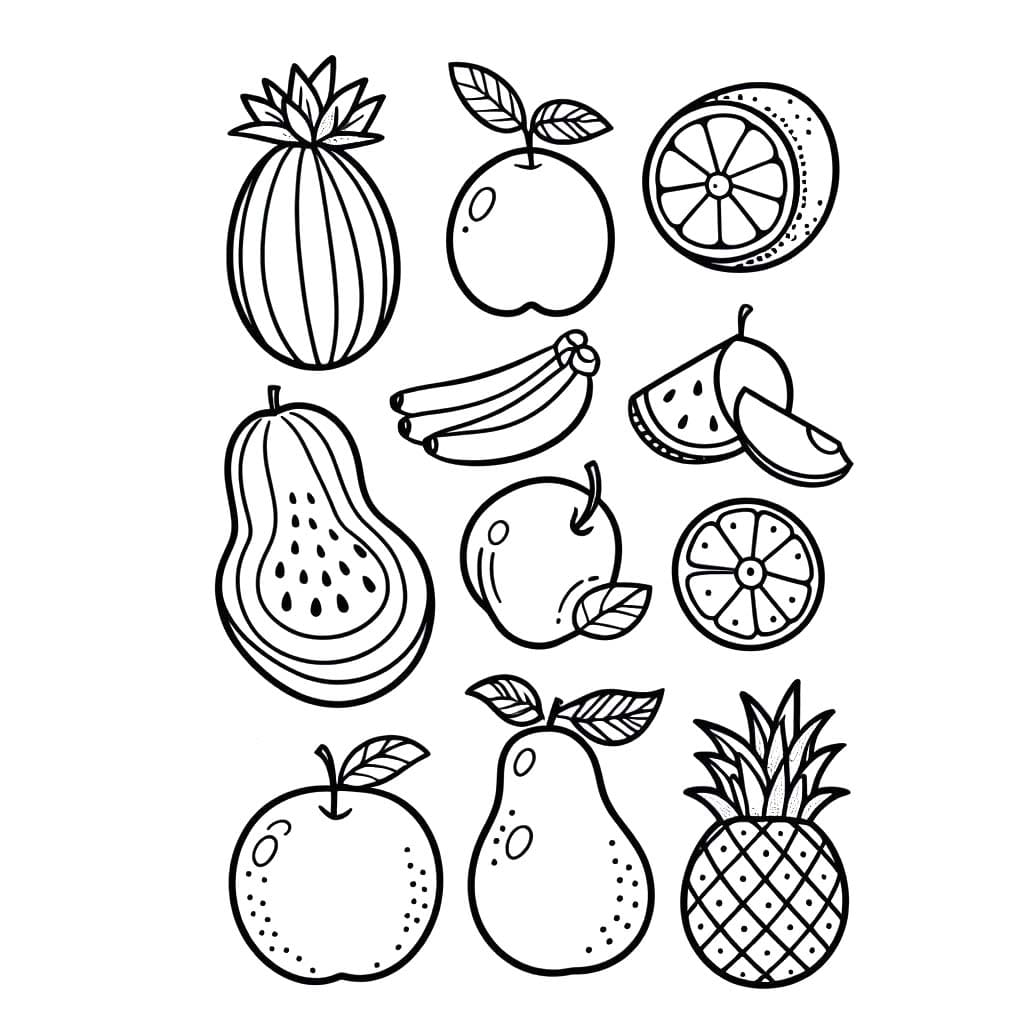 Desenhos de Frutas grátis para crianças para colorir