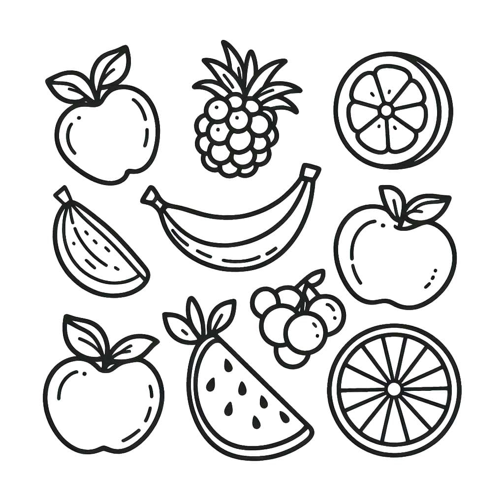 Desenhos de Frutas impressão gratuita para colorir