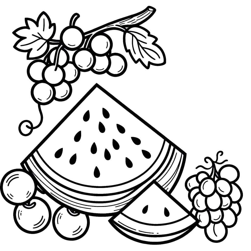 Desenhos de Frutas imprimível para crianças para colorir
