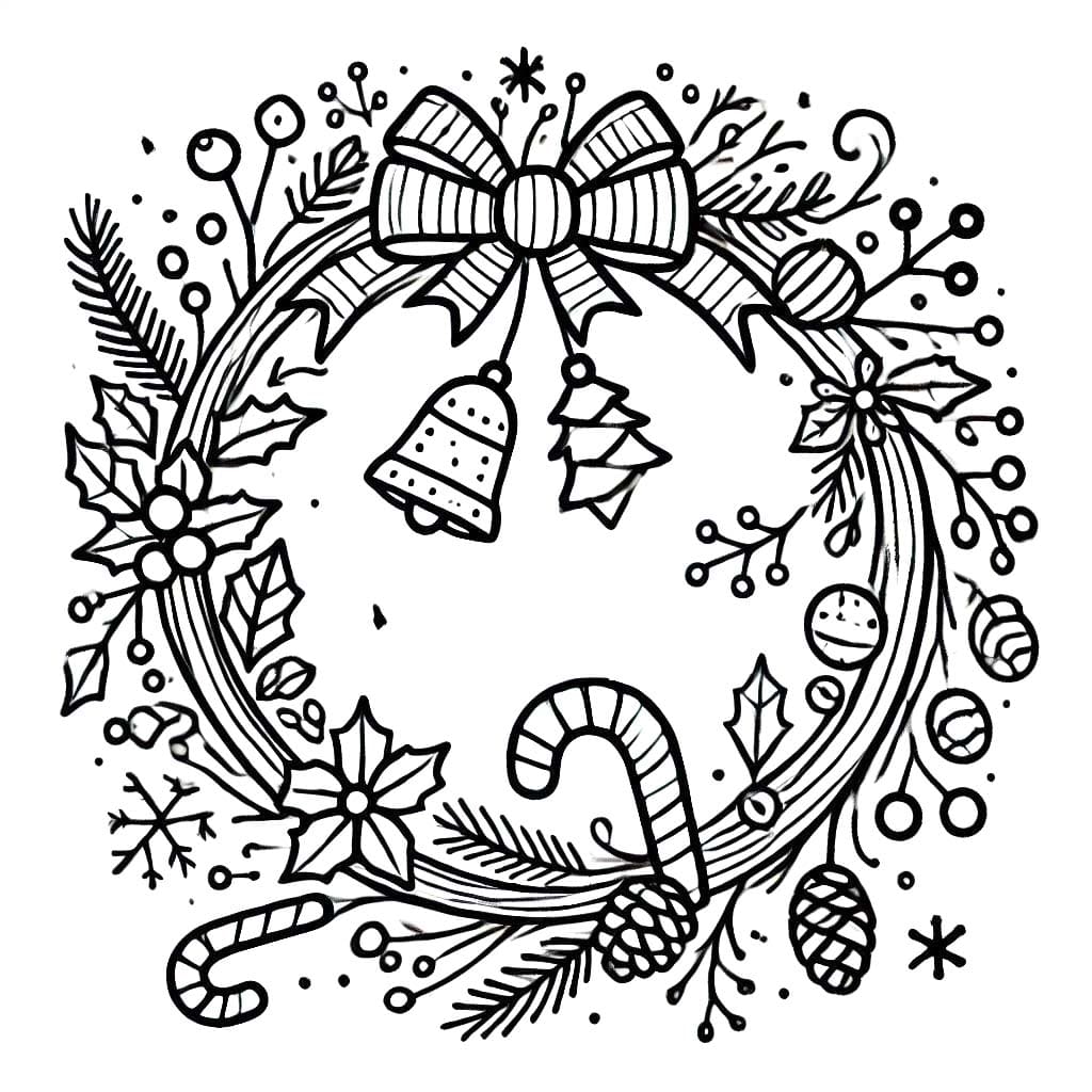 Desenhos de Guirlandas de Natal fácil em crianças para colorir