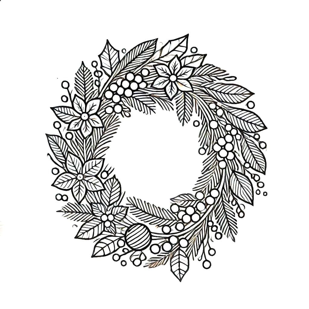 Desenhos de Guirlandas de Natal simples em crianças para colorir