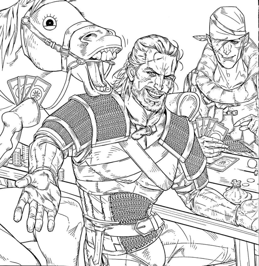 Desenhos de Imagem The Witcher esboço para colorir