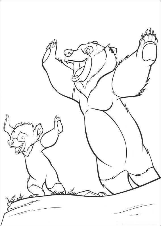 Irmão Urso e o Urso pequenino para colorir