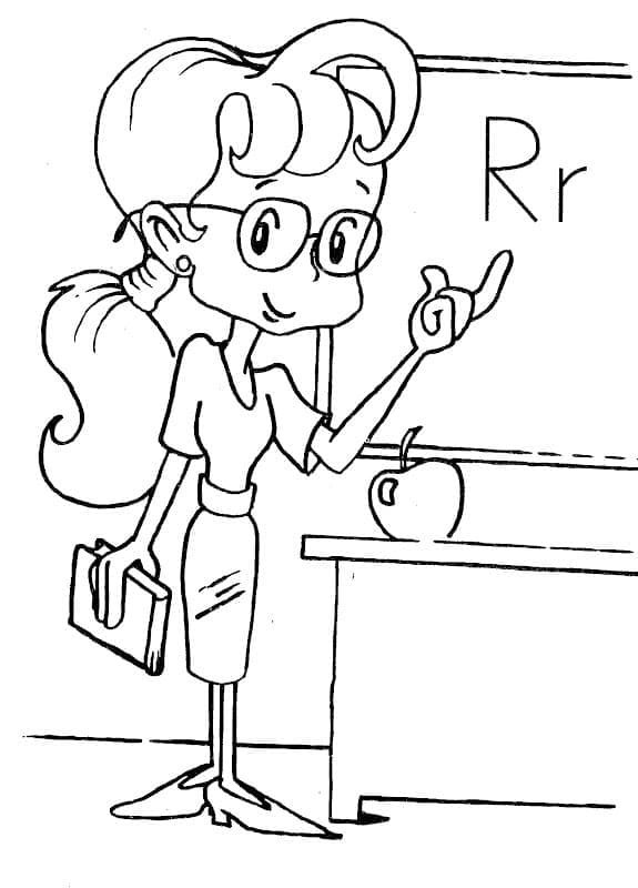 Desenhos de Professora básico imprimível para colorir
