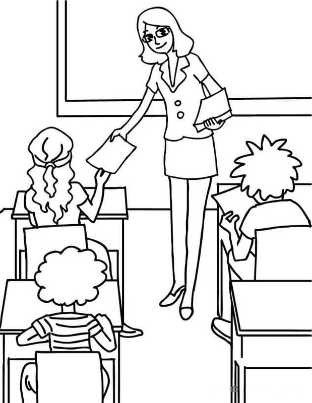Desenhos de Professora fácil grátis para colorir