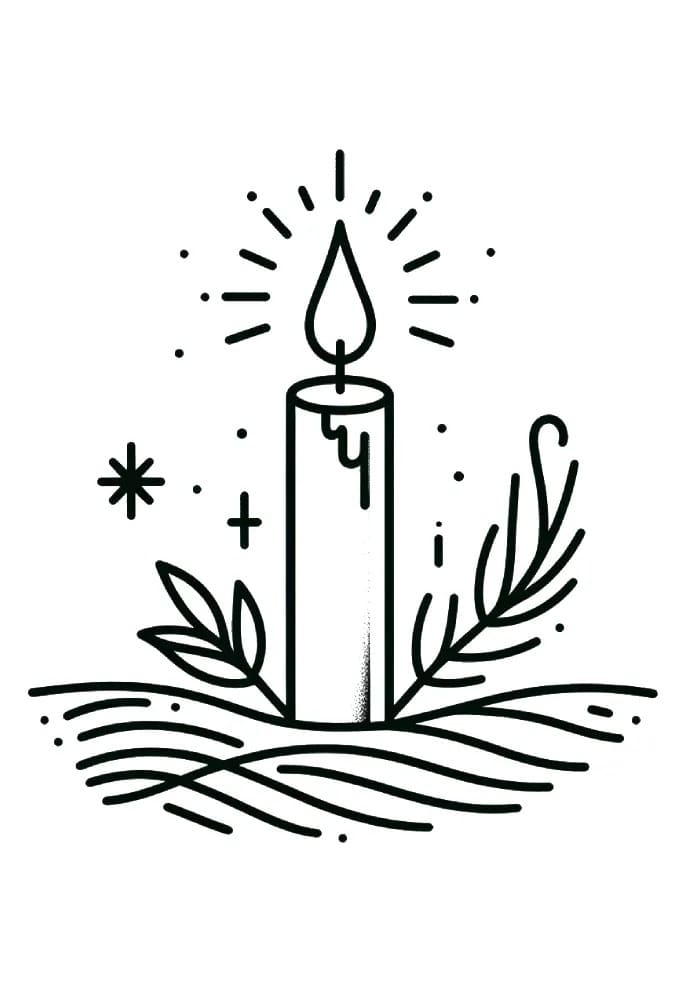Desenhos de Velas de Natal básico para colorir