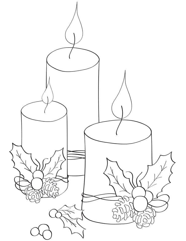 Desenhos de Velas de Natal imprimível para colorir
