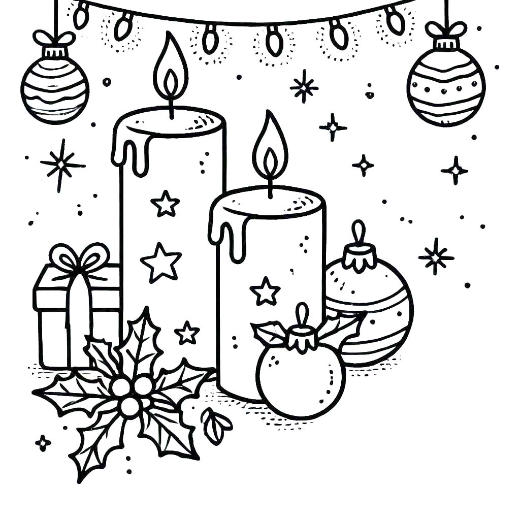 Desenhos de Velas de Natal simples para colorir