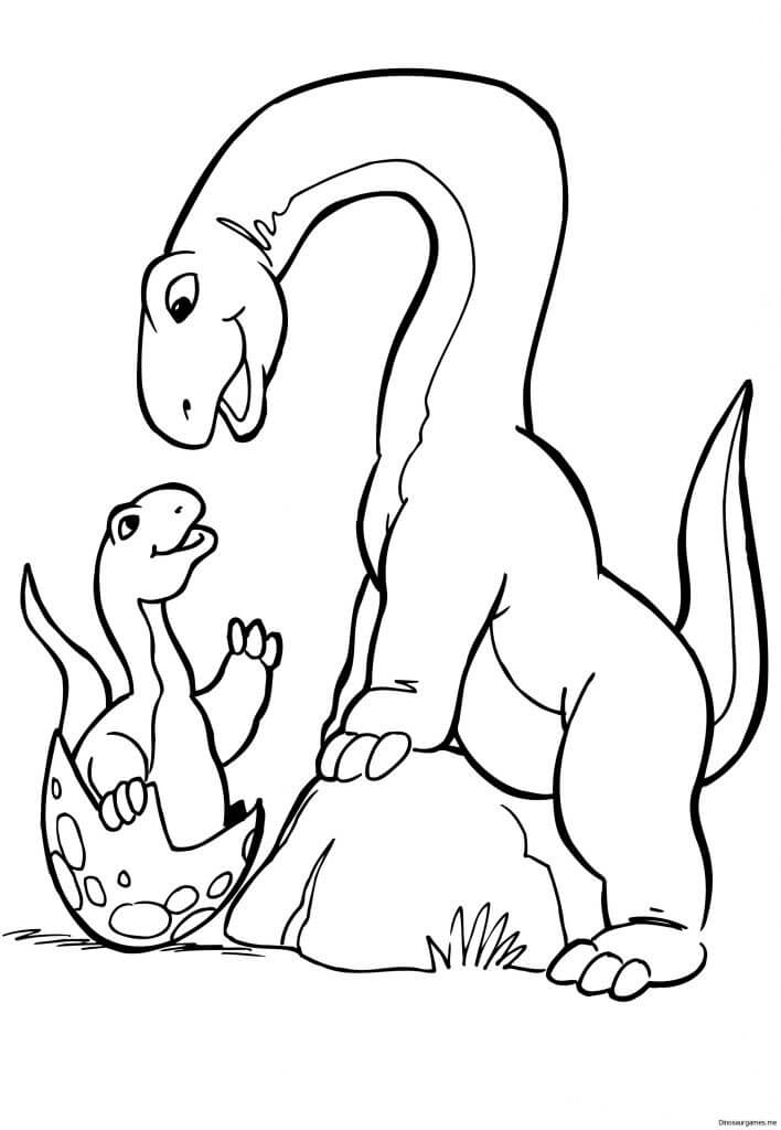 Mother Diplodocus and baby Diplodocus