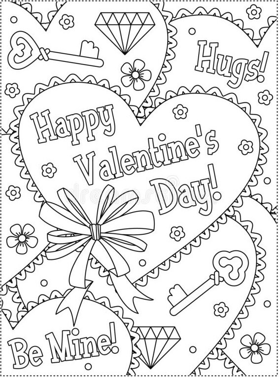 Basic Happy Valentine’s Day coloring page