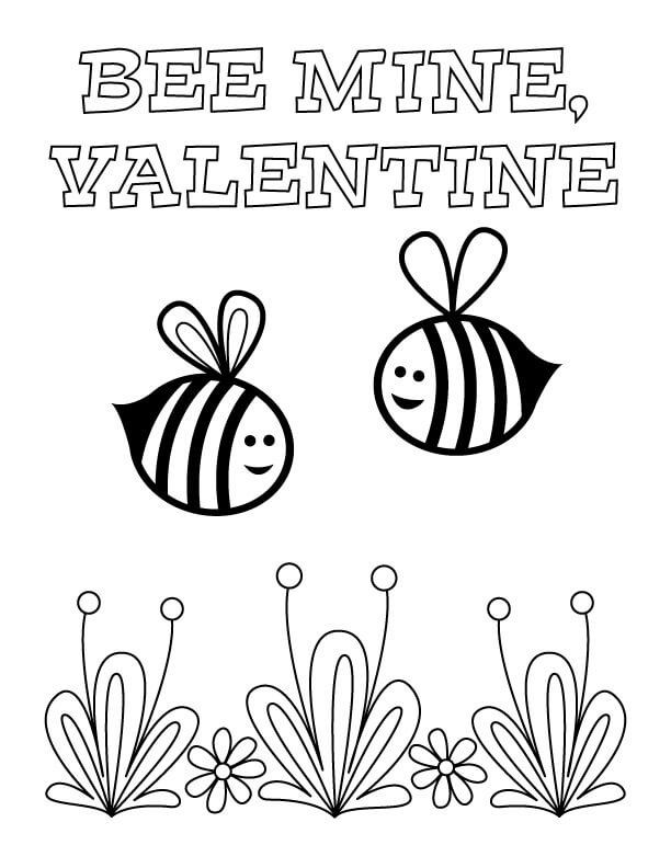 Bee Mine Valentine coloring page