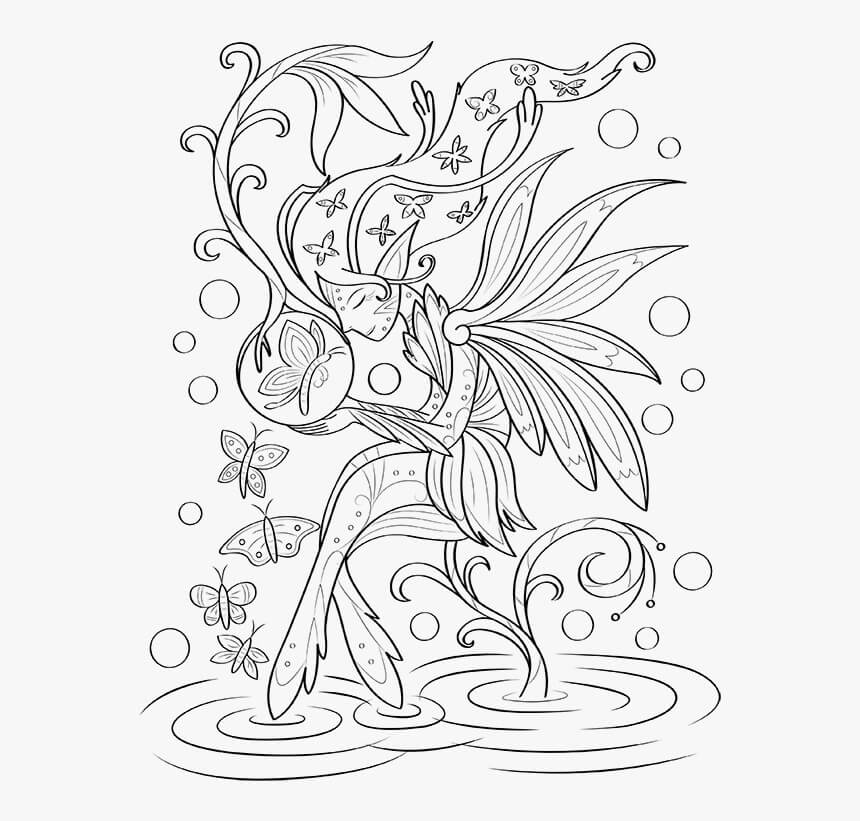 Butterflies and Basic Fairy coloring page