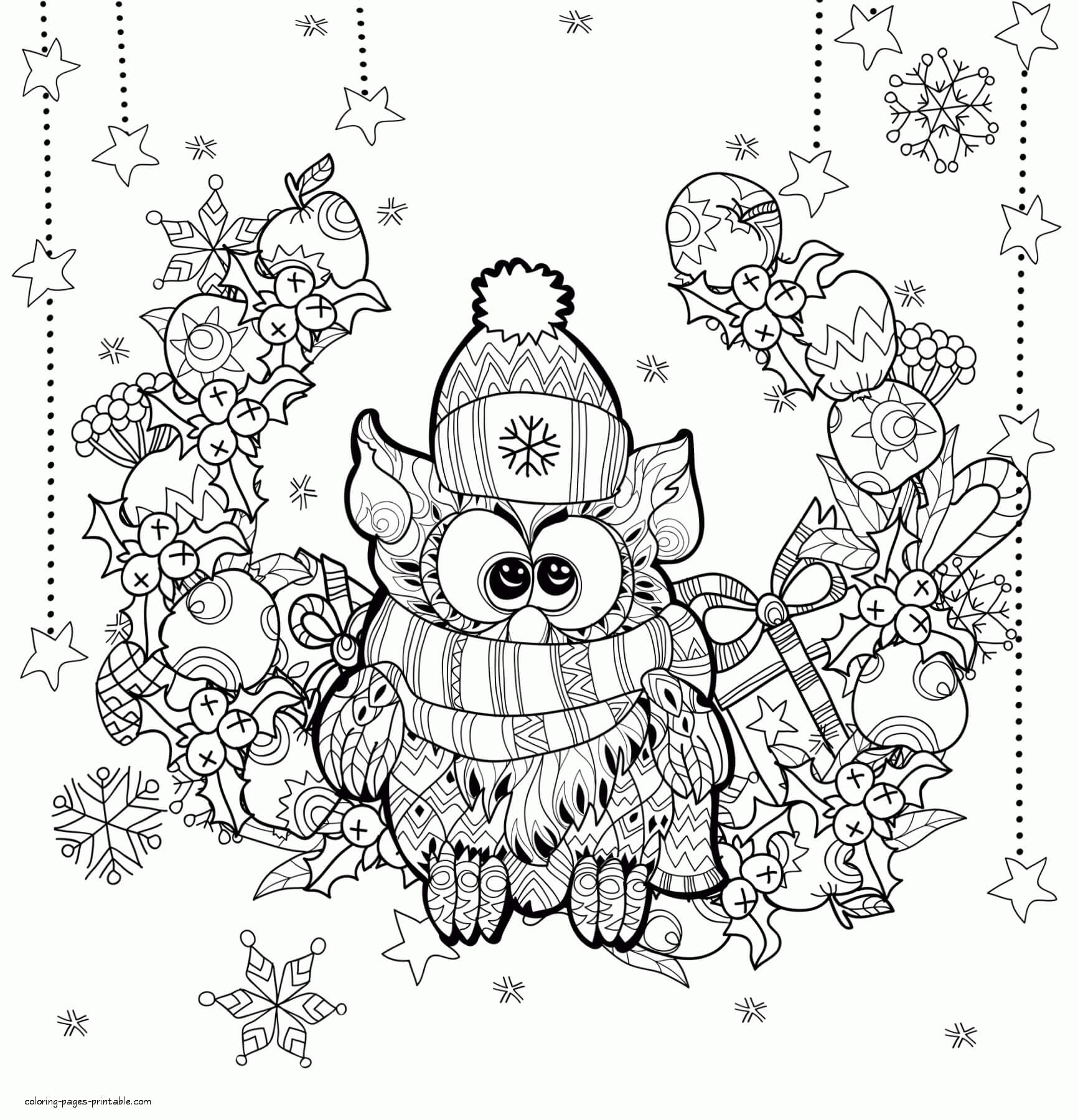 Christmas Owl Mandala coloring page