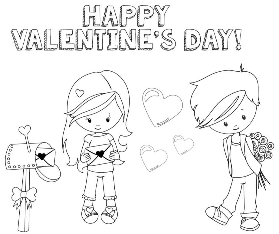 Couple in Happy Valentine’s Day coloring page