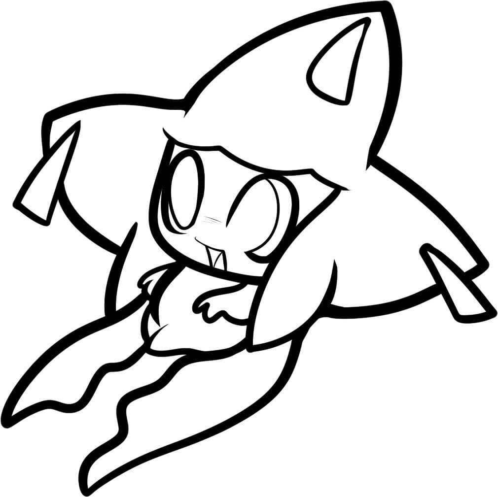 Cute Flying Jirachi coloring page