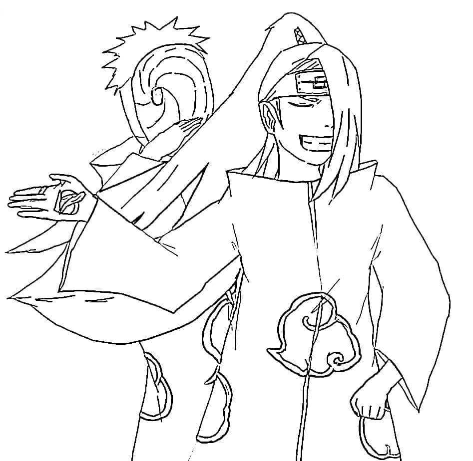 Deidara and Tobi coloring page