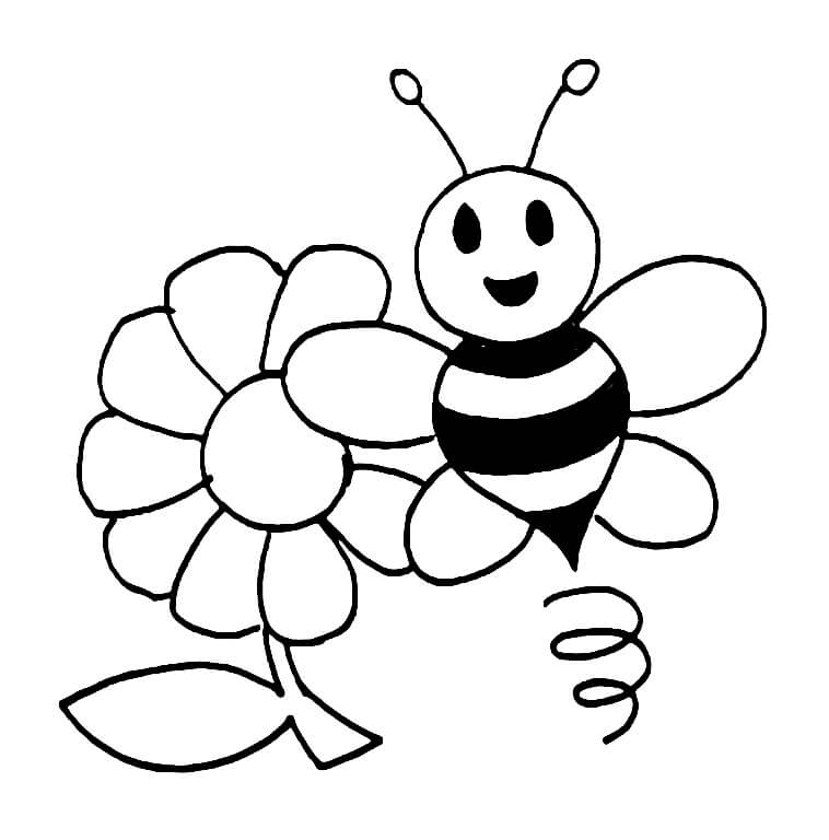 Drawing Bee and Flower