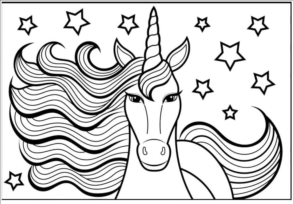 Face Unicorn with Star