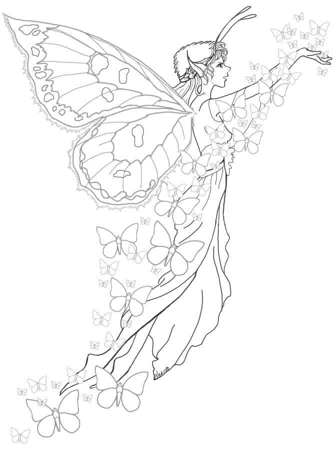 Fairy With Butterflies Coloring Page Download Print Or Color Online