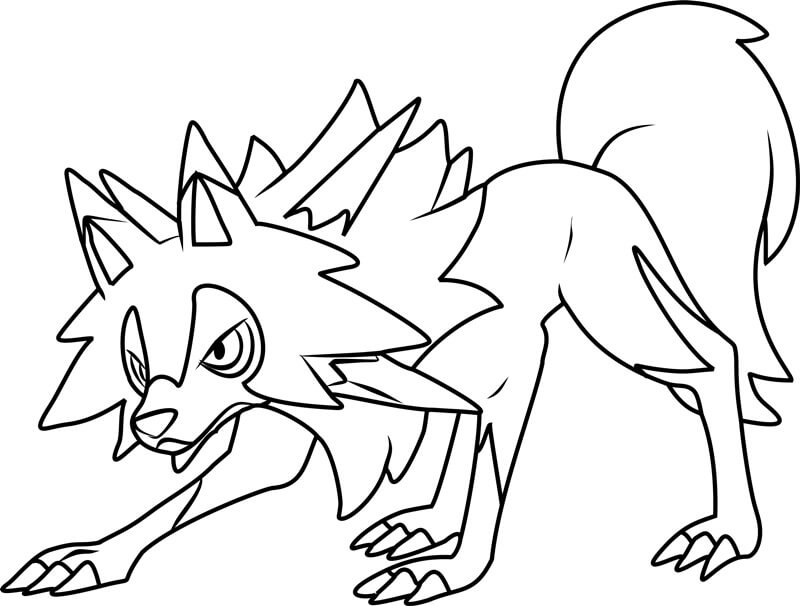 Fight Against the Lycanroc coloring page