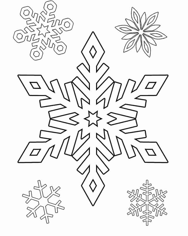 Five Snowflakes coloring page