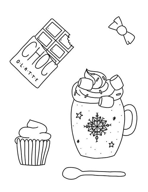 Food and Drink in Winter coloring page