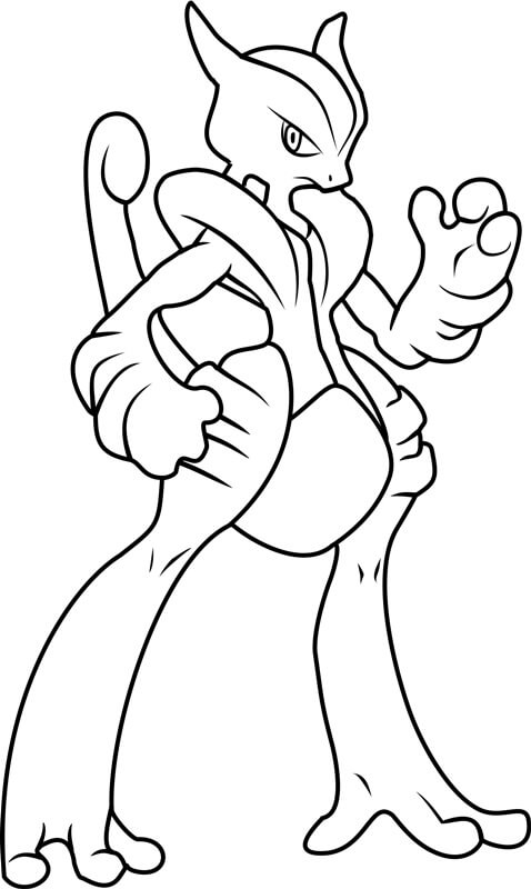 Fresh Mega Mewtwo X coloring page