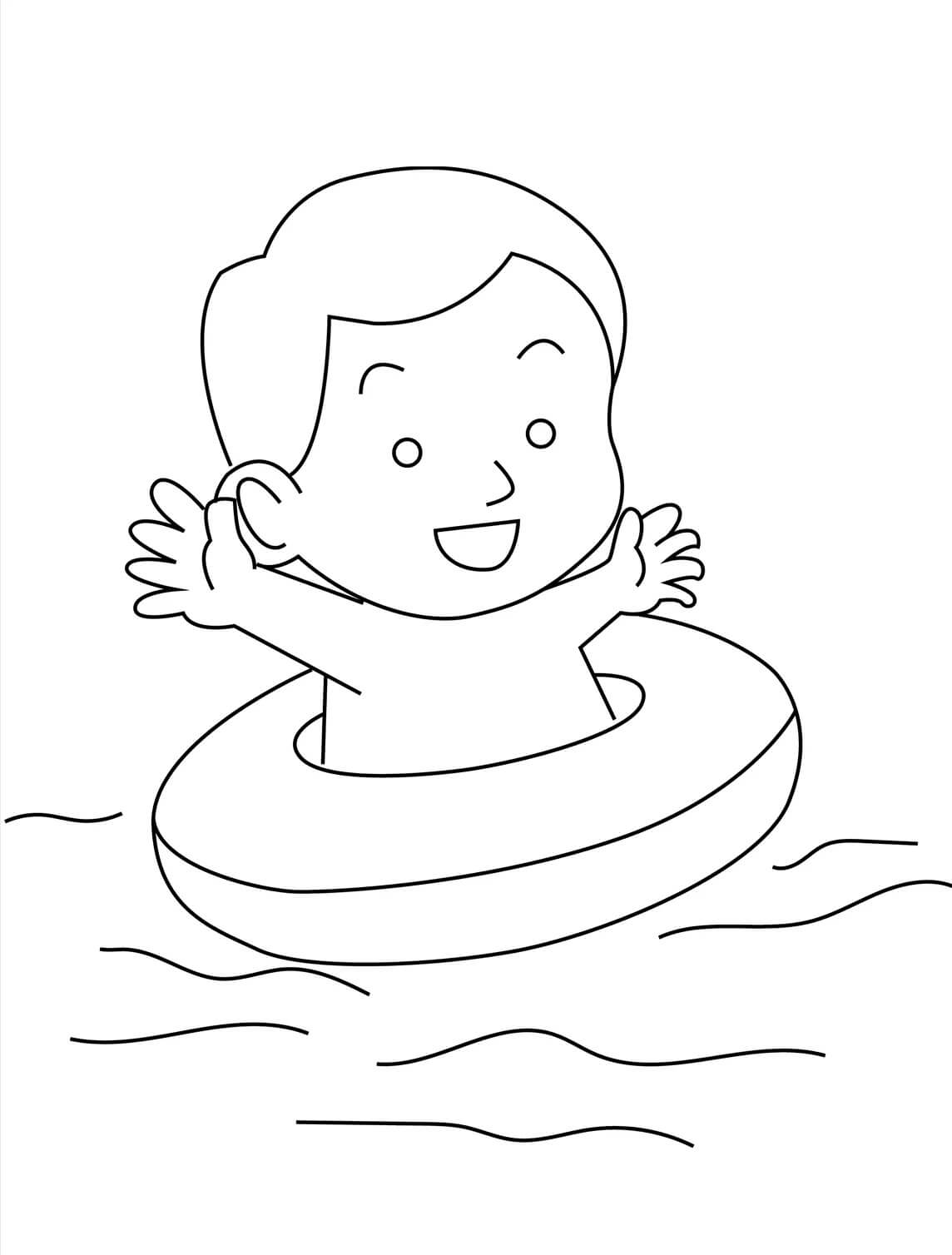 kids swimming drawing