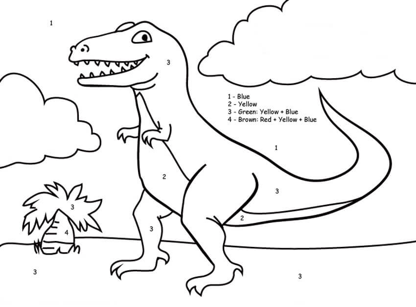 Dinosaur Color By Number coloring pages