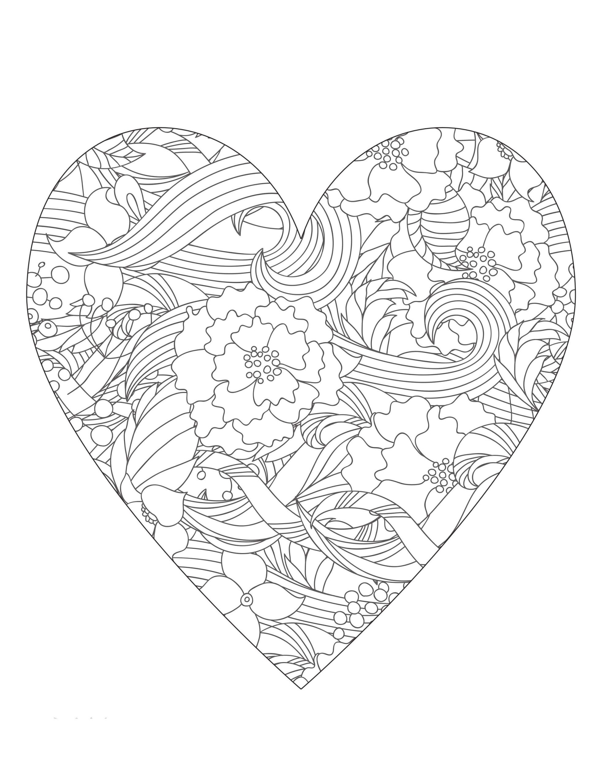 Heart Mandala in Valentine coloring page