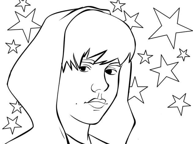 Justin Bieber’s Face with Star coloring page
