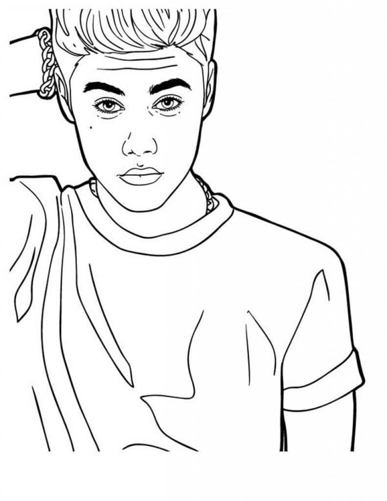 Justin Bieber when at the top of his profession coloring page