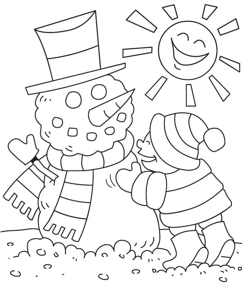 simple winter scene coloring pages