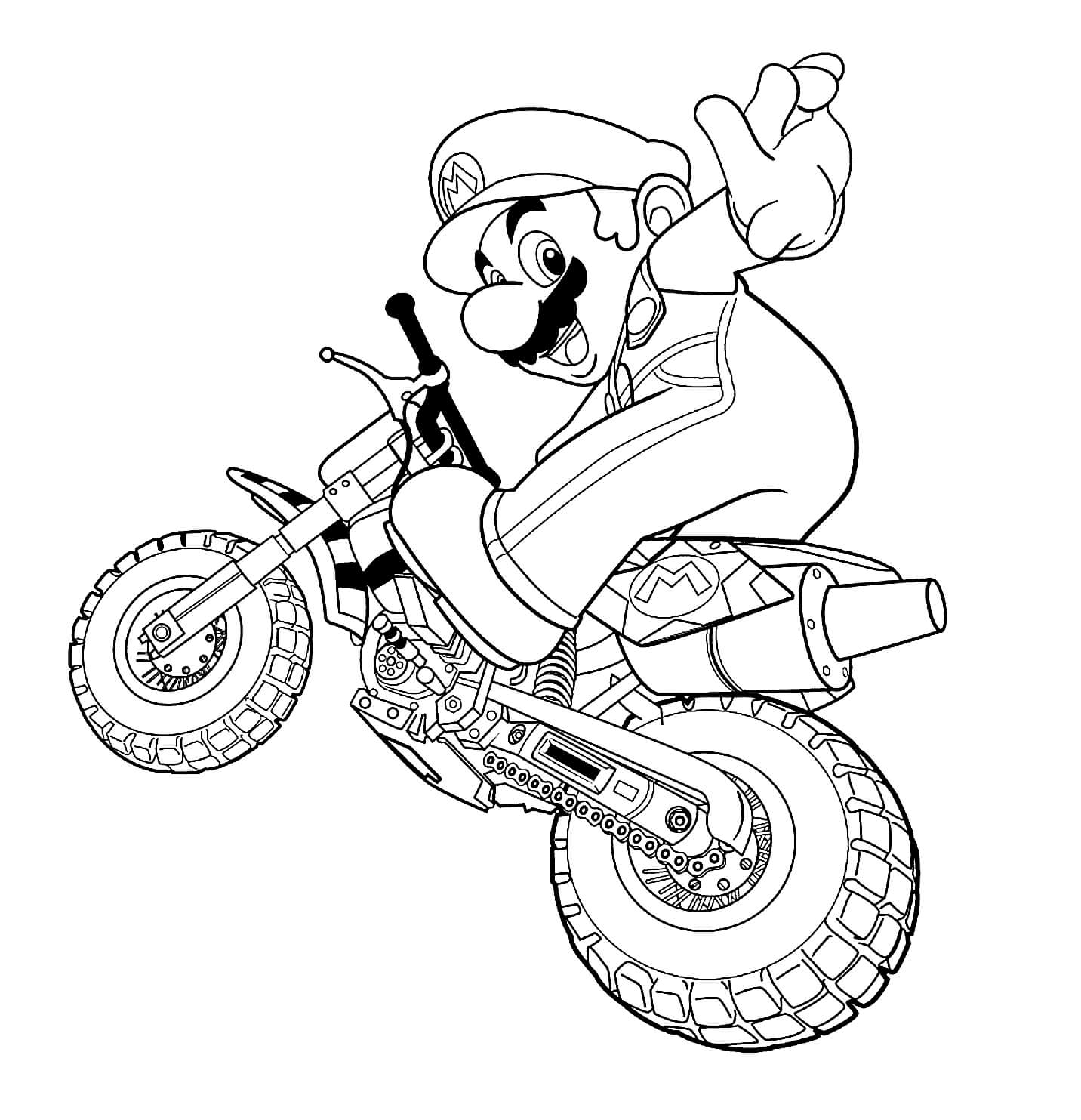 Mario Driving Motor coloring page