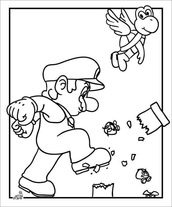 Mario Kart Breaks the Pipe coloring page