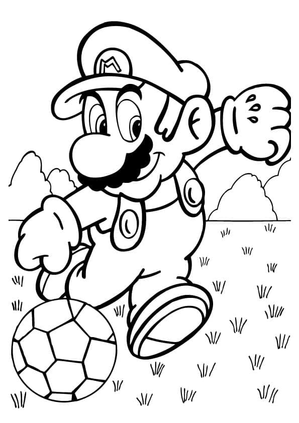 Mario Kicks the Ball coloring page